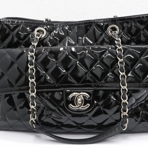 Chanel Coco Shine Tote Quilted Patent Black - Picture 1 of 16